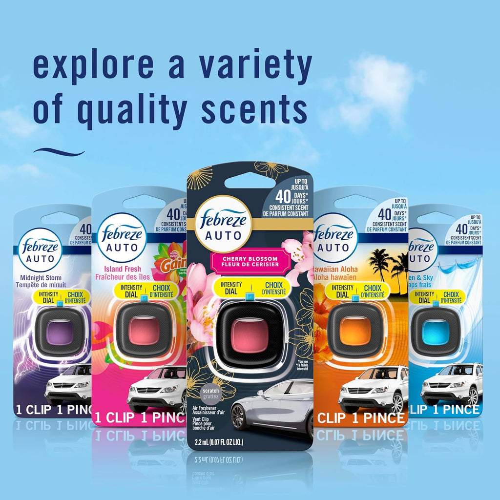 Febreze Car Air Freshener, Odor-Fighting Automotive Vent Clip, Scented Car Accessories, Long Lasting for Strong Odors, Unstopables Fresh Scent, .07 fl oz, 4 Count Jansha Store
