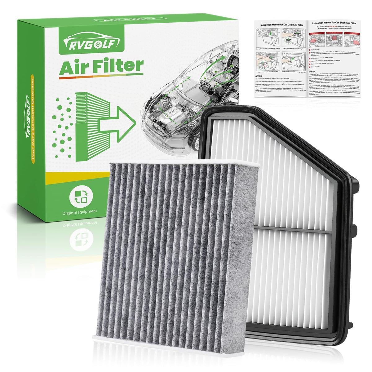 Not for Hybrid, Engine+Cabin Air Filter Fit 2015-2019 Sonata 2.4L (Gas) Jansha Store