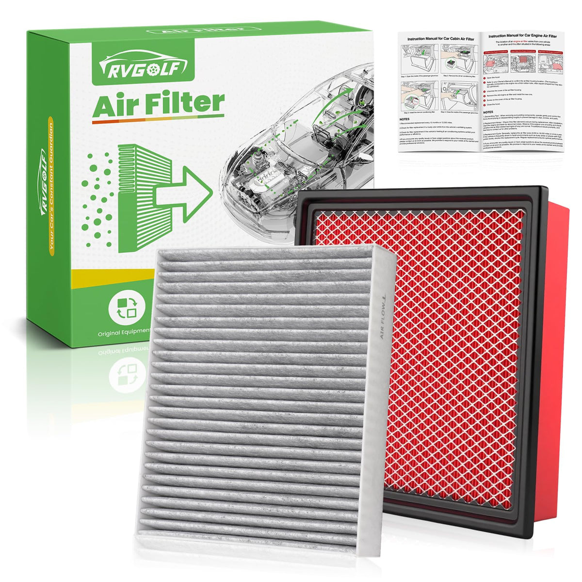 Not for Hybrid, Engine+Cabin Air Filter Fit 2015-2019 Sonata 2.4L (Gas) Jansha Store