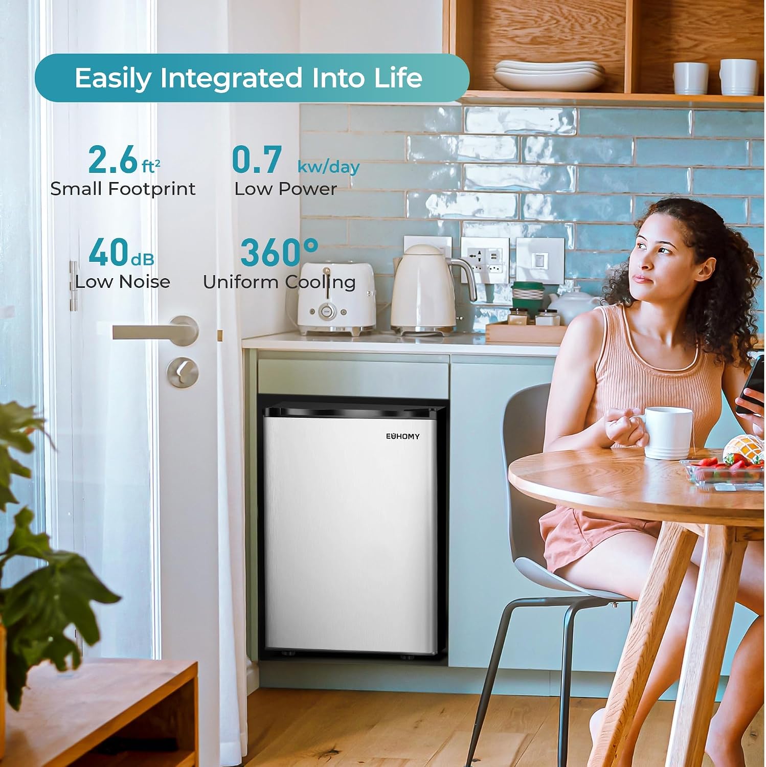 EUHOMY 2.1 Cu.ft Upright Freezer, Reversible Door Mini Freezer, Silver Jansha Store