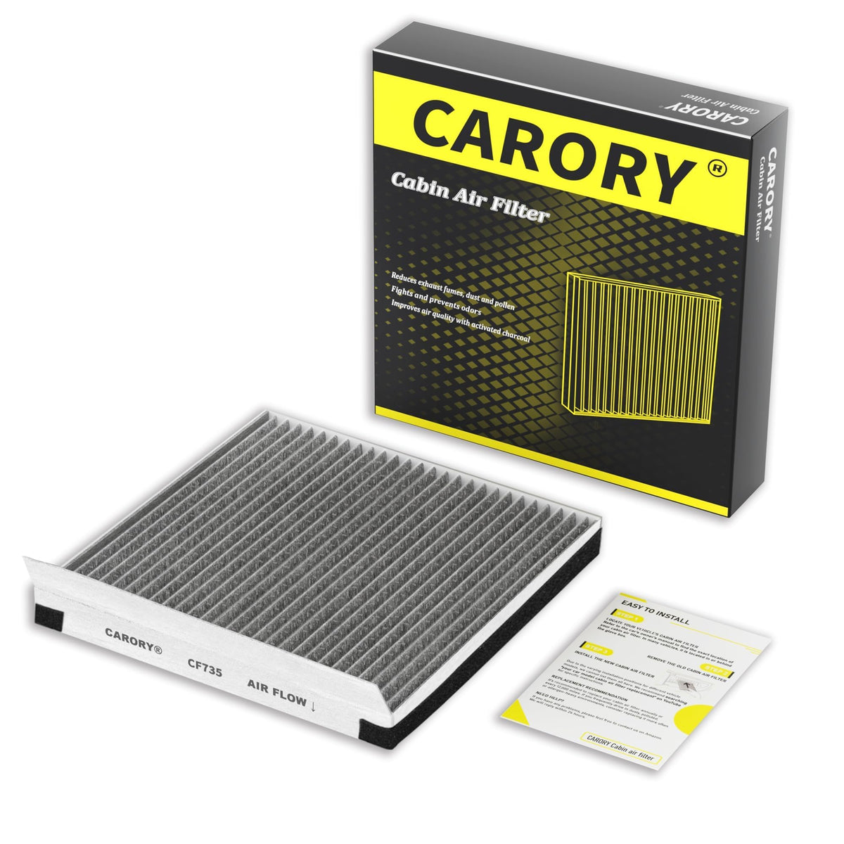 CARORY Cabin Air Filter w/Activated Carbon for Honda Accord 2003–2022, Civic 2006–2015, CR-V 2007–2016, Odyssey 2005–2017, Pilot 2009–2022, Ridgeline 2006–2025, Acura MDX 2007–2020, and More, CF134 Jansha Store
