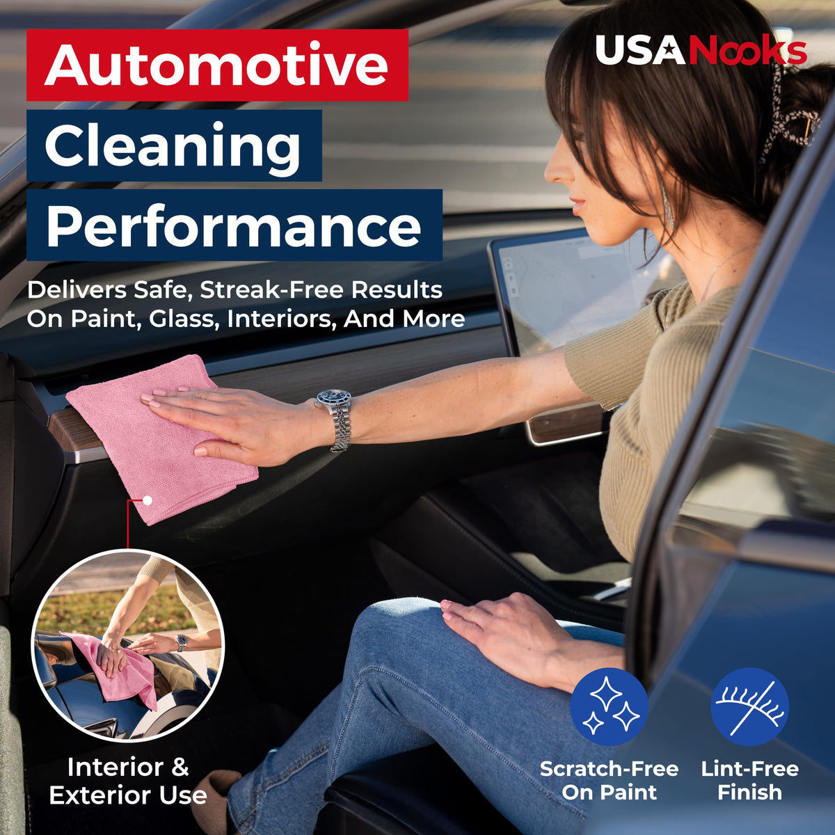 USANOOKS Microfiber Cleaning Cloth Grey - 12 Pcs (12.5"x12.5") - High Performance - 1200 Washes, Ultra Absorbent Microfiber Towel Weave Grime & Liquid for Streak-Free Mirror Shine - Car Washing Cloth Jansha Store