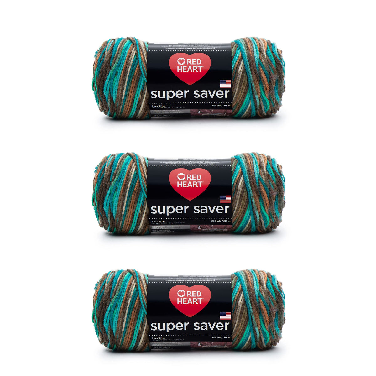 Red Heart Super Saver Yarn for Crocheting & Knitting, Medium Thyme, 3-Pack Jansha Store