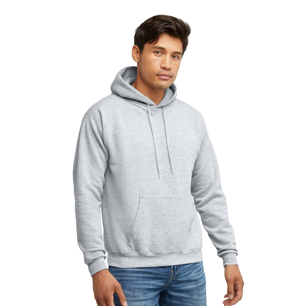 EcoSmart fleece hooded sweatshirt shown front view with drawstring hood and kangaroo pocket
