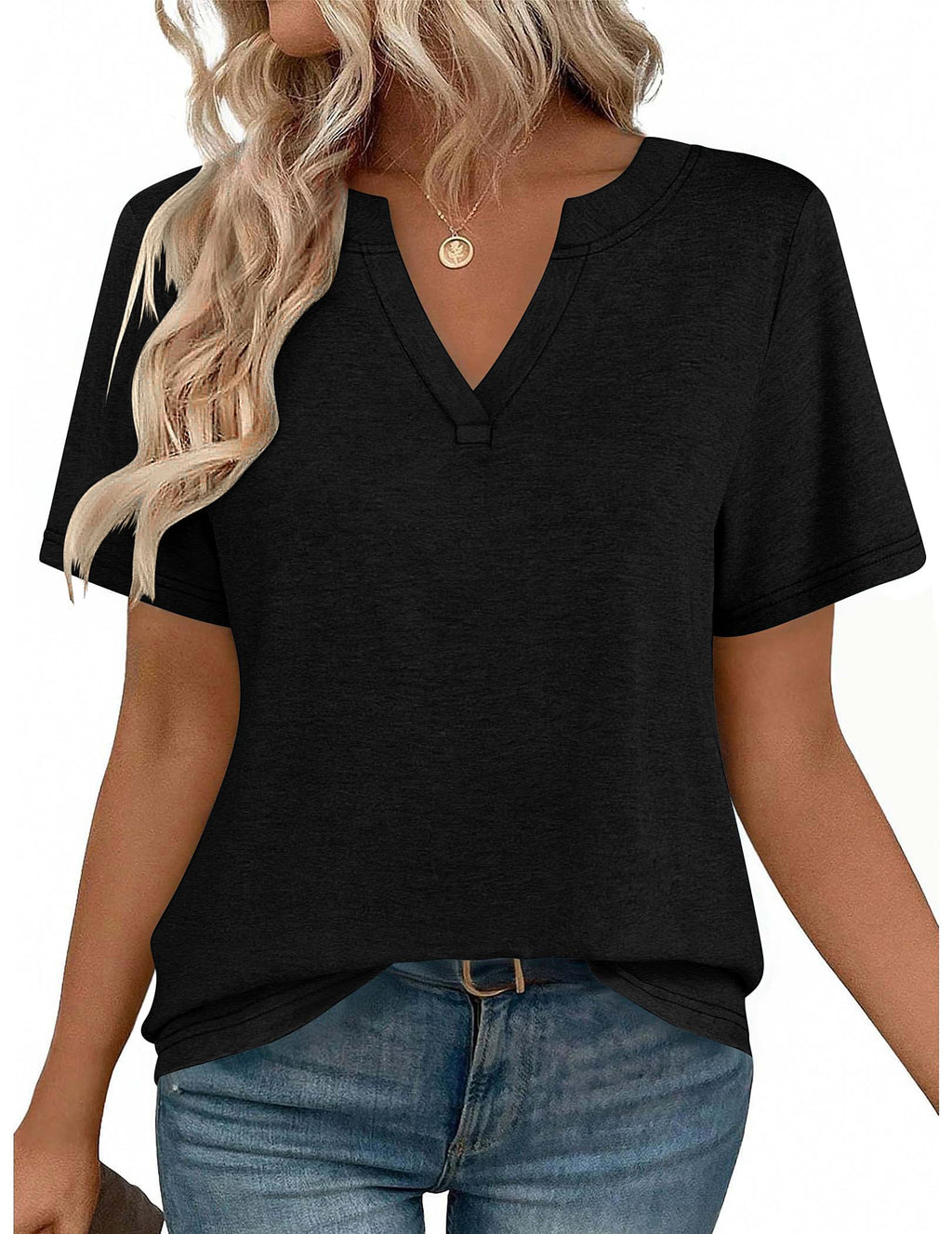 Zeagoo Womens Tops Short Sleeve V Neck Tee Shirts Cute Dressy Casual Jansha Store