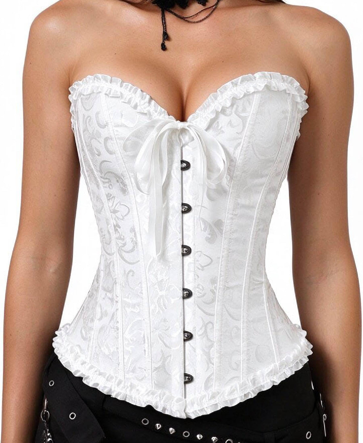Detail shot of the corset top's grommets and lacing cord