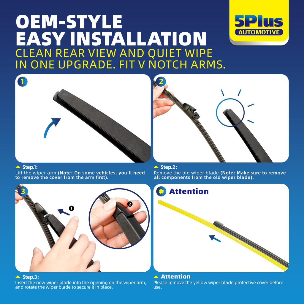 5 PLUS RearQuiet 12 Inch Rear Wiper Blade,OEM Replacement Rear Window Wiper Jansha Store