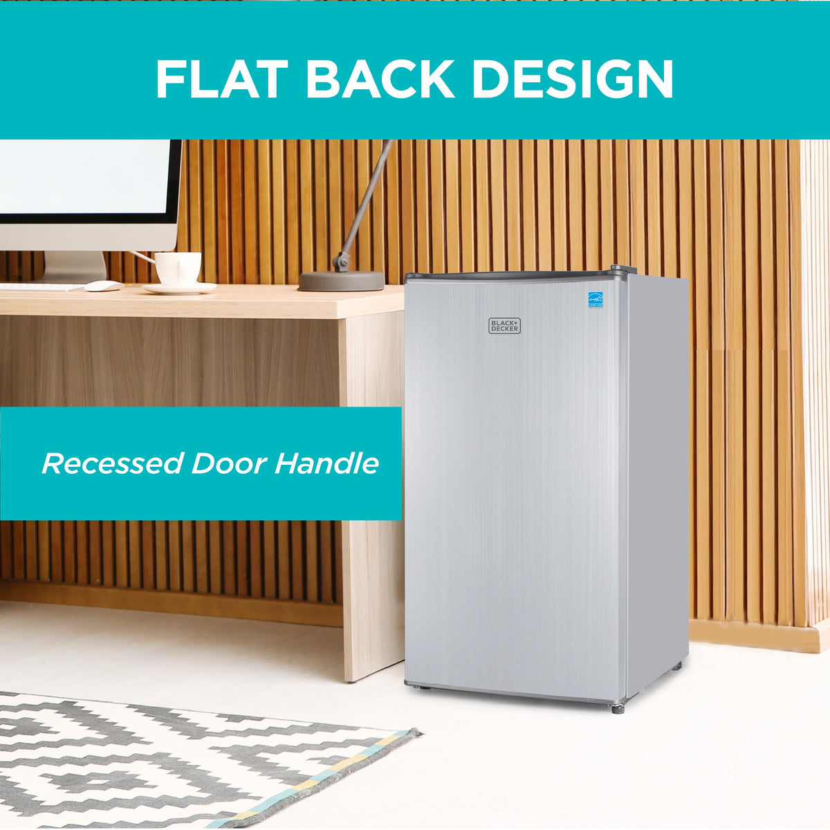 BLACK+DECKER 2.5 Cu. Ft. Compact Refrigerator, BCRK25V, Stainless Look Jansha Store