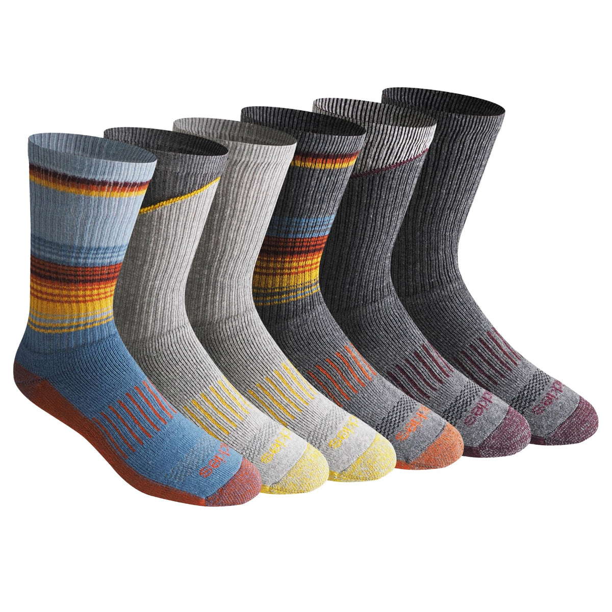 Dickies Dri-tech crew socks in charcoal, full-length view on neutral background