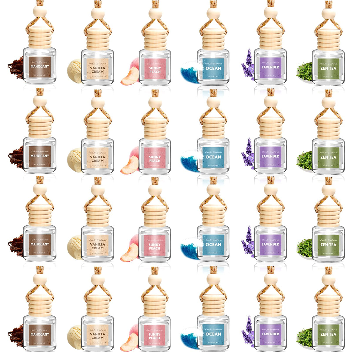 AROIC 6Pack Car Air Freshener, Hanging Essential Oil Air Freshener Diffuser Jansha Store