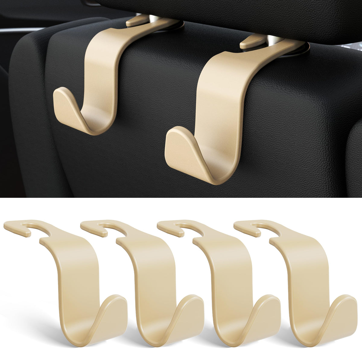 4-Pack Car Headrest Hooks Holds 55lbs Seat Storage Organizer for Bags Jansha Store
