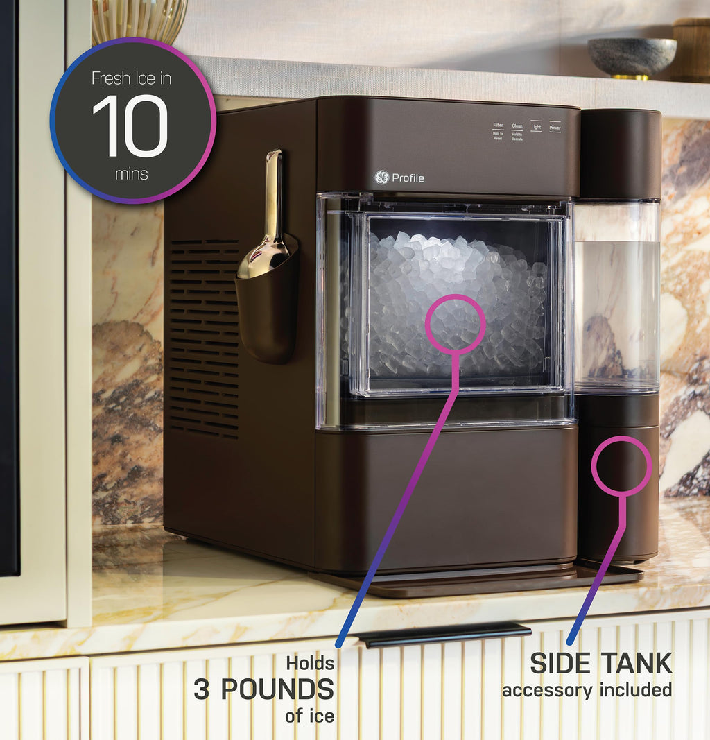 GE Profile Opal Ultra, Countertop Nugget Ice Maker, 1 Gal XL Side Tank, *Amazon Exclusive*, 38 lbs/Day, Pebble Pellet Crushed Ice Machine, WiFi Black Stainless Steel Jansha Store