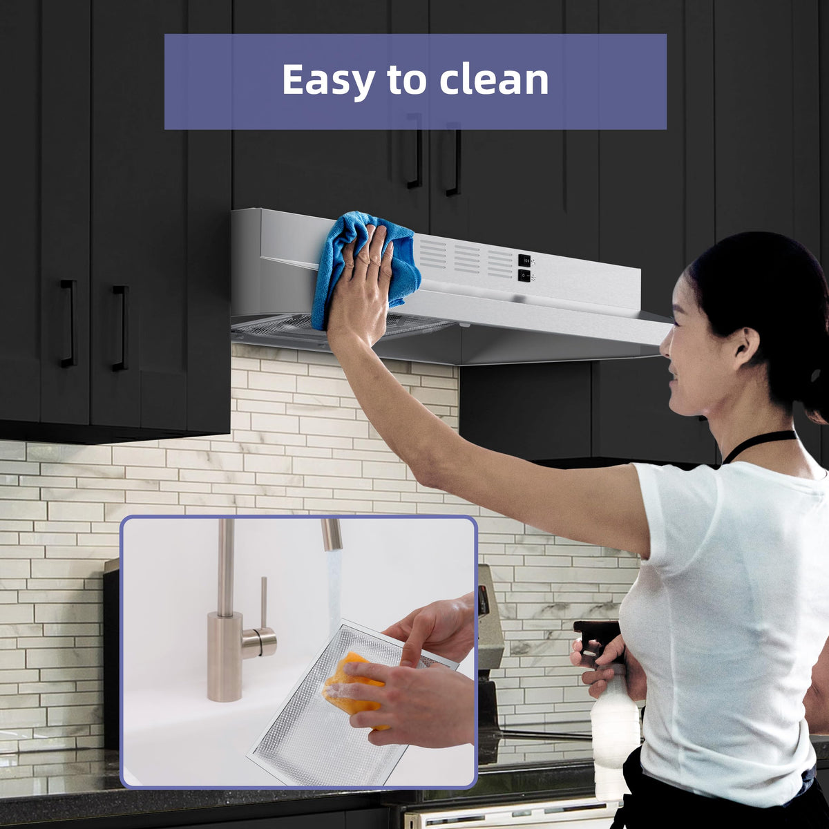 FIREGAS Range Hood 30 inch Under Cabinet, White Range Hood, Kitchen Hood Jansha Store