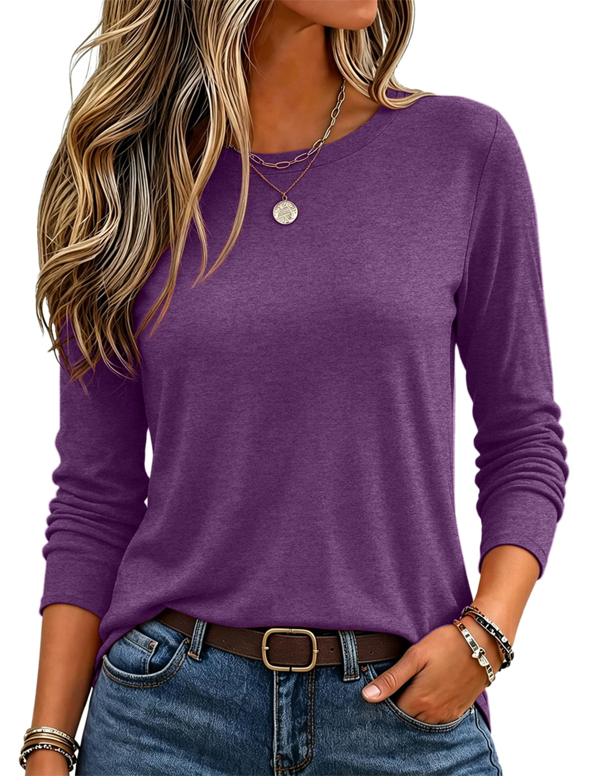 Zeagoo Women's Casual Shirts Long Sleeve Tops Crewneck Tshirts Fall Clothes Jansha Store