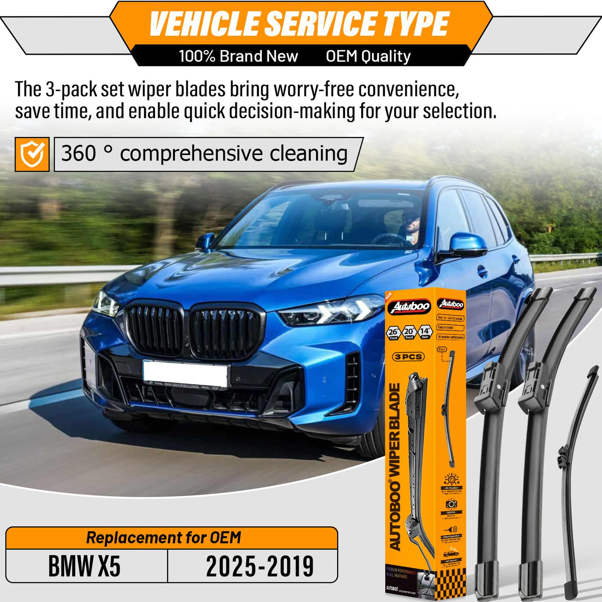 AUTOBOO Windshield Wiper Blade Replacement for Toyota RAV4 Mazda 5 Jansha Store