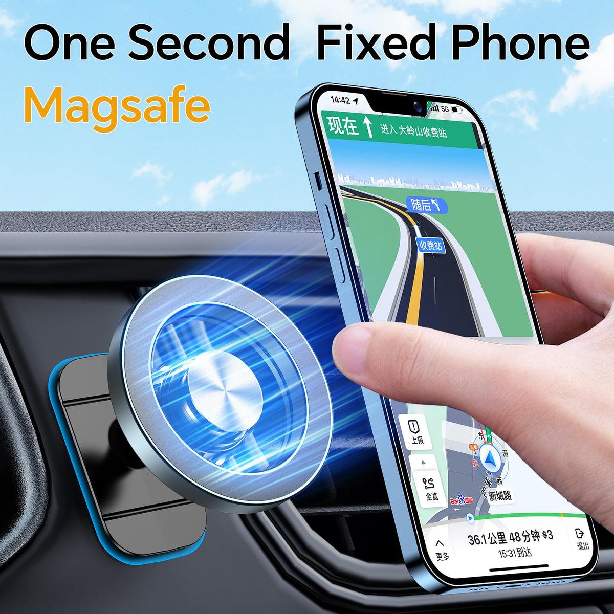 Kaistyle for Magsafe Car Mount【Strong Magnet】 Magnetic Phone Holder for Car Phone Holder Mount Dash Mounted Holders Phone Holders for Your Car Accessories for Women Men for iPhone 18 Pro Max 17 16 15 Jansha Store
