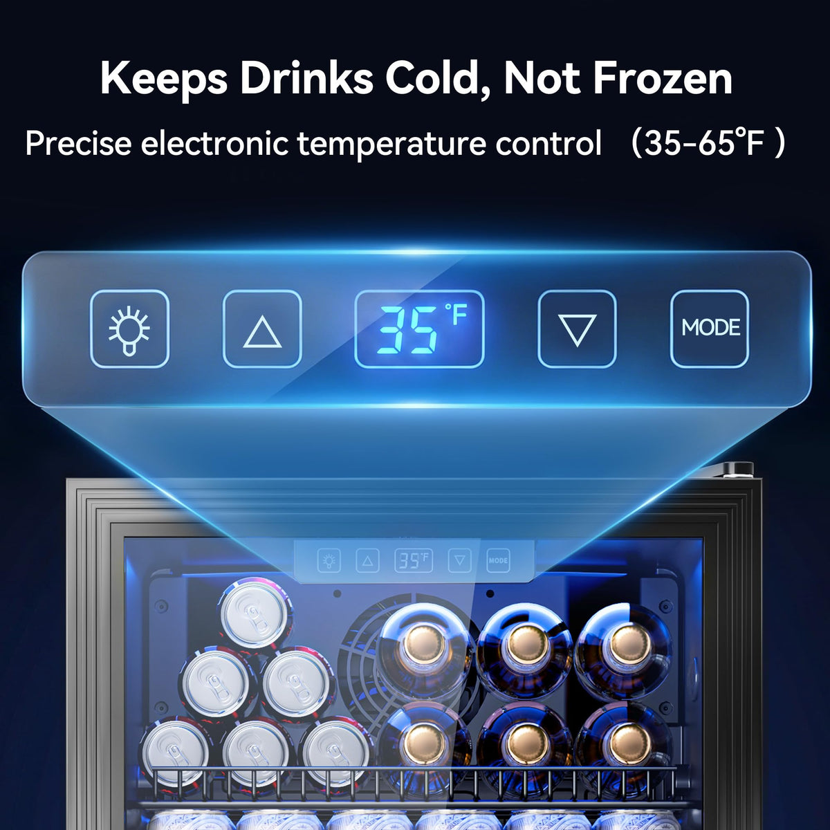 3.2 Cuft Beverage Fridge, 128 Can Mini Fridge, Glass Door, 35–65°F, Black Jansha Store