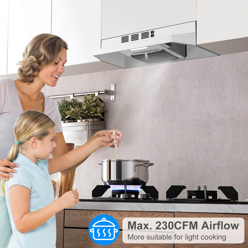 SNDOAS Range Hood 30 inch Under Cabinet, Ducted/Ductless Convertible Kitchen Hood, Stainless Steel Vent Hood with LED Light,Under Cabinet Hood with 2 Speed Exhaust Fan,Black Jansha Store