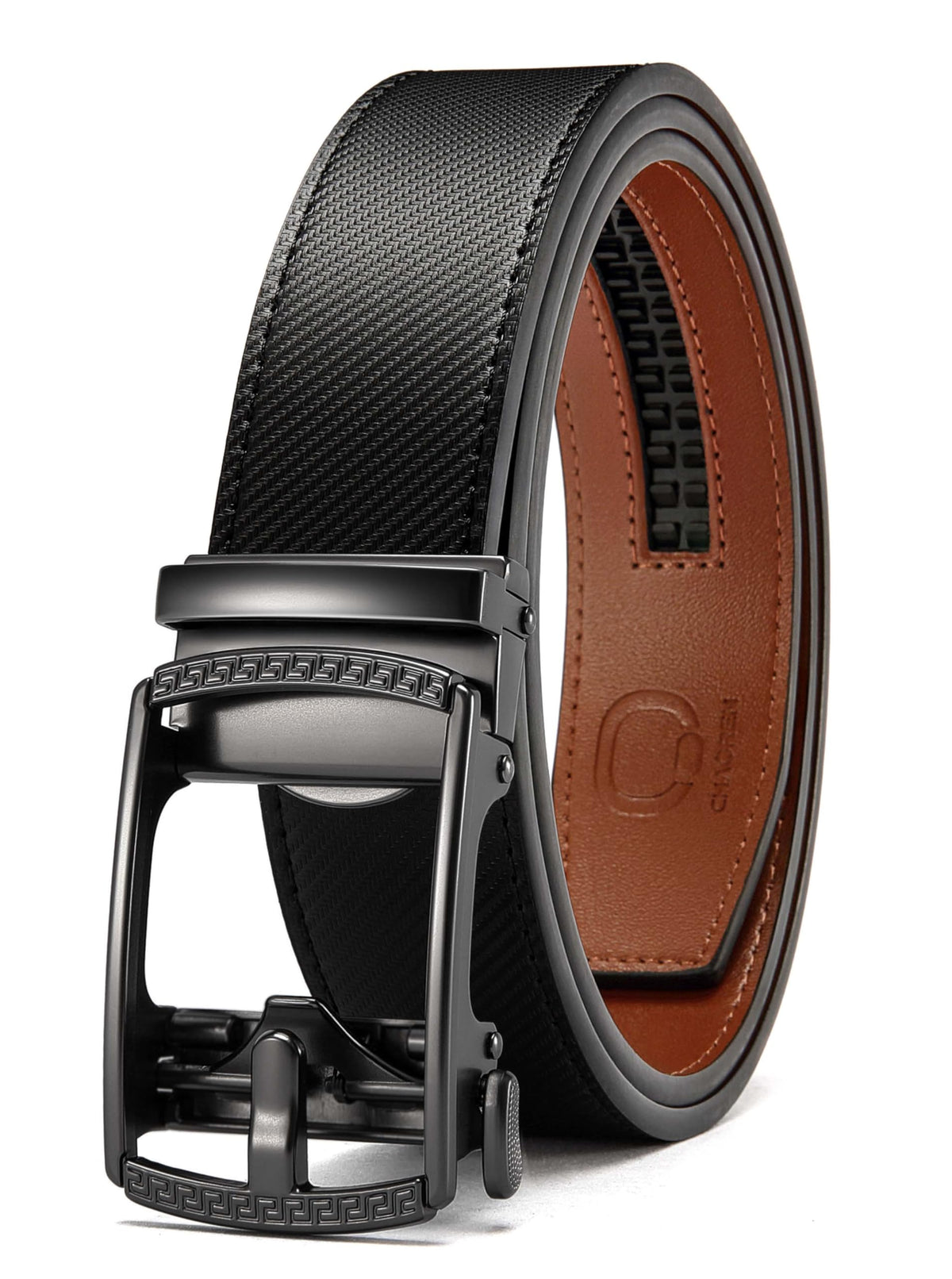 CHAOREN Men's Leather Ratchet Belt - Customizable Fit (35mm) Jansha Store