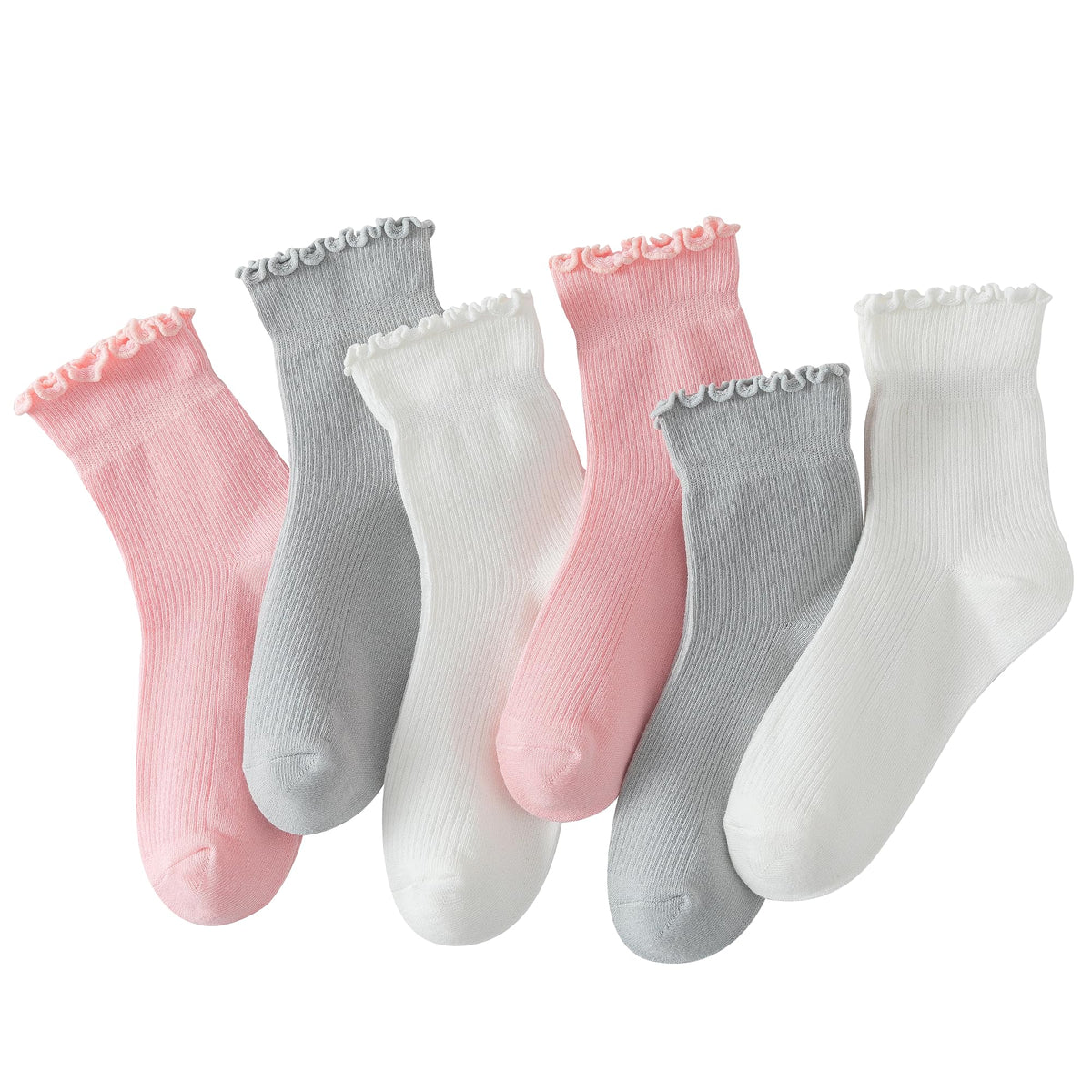 Hstyle 6 Pairs of Ruffle Socks Women, Cute Ruffle Ankle Socks Jansha Store