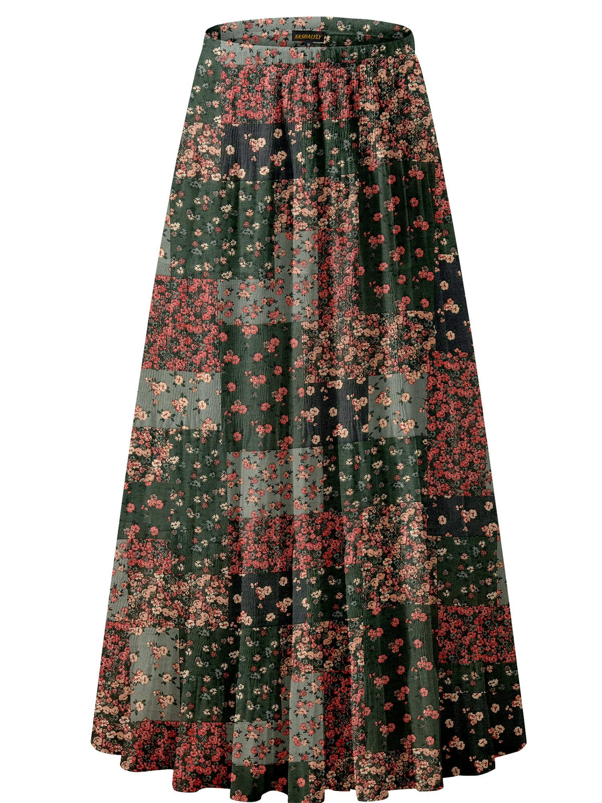 NASHALYLY Women's Chiffon Elastic High Waist Pleated A-Line Maxi Skirts Jansha Store