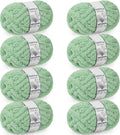 Cozyful Chunky Yarn for Hand Knitting - #10 Chunky Chenille Yarn, Jumbo Big Thick Chunky Yarns for Crocheting, Super Bulky Chunky Knit Blanket Yarns, 8 Skein (22 yds 8 oz Each Skein), Soft Sage Green Jansha Store