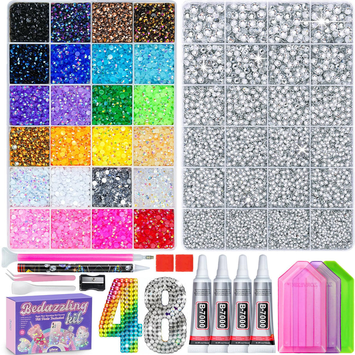 40000 Pcs Resin Jelly Rhinestones for Bedazzling, All-in-One Kit Jansha Store