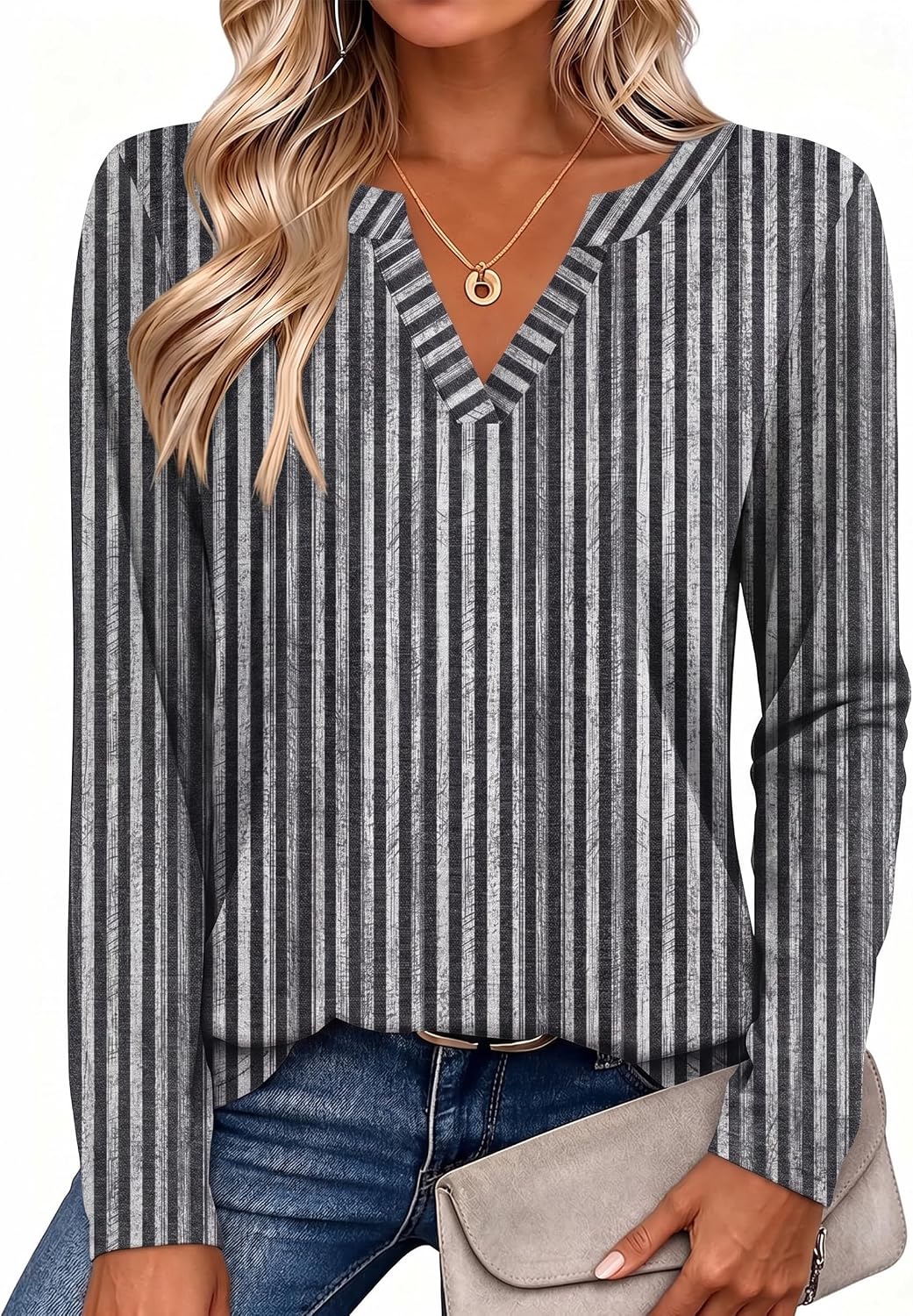 Zeagoo Womens Tops Long Sleeve V Neck Tee Shirts Cute Dressy Casual Jansha Store