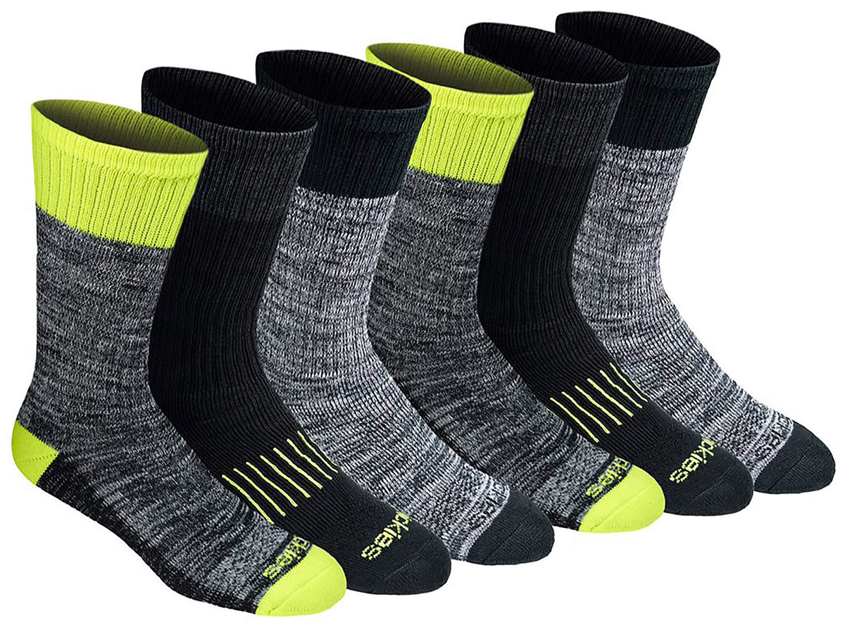 Dickies Dri-tech crew sock worn on lower leg, showing snug mid-calf crew fit