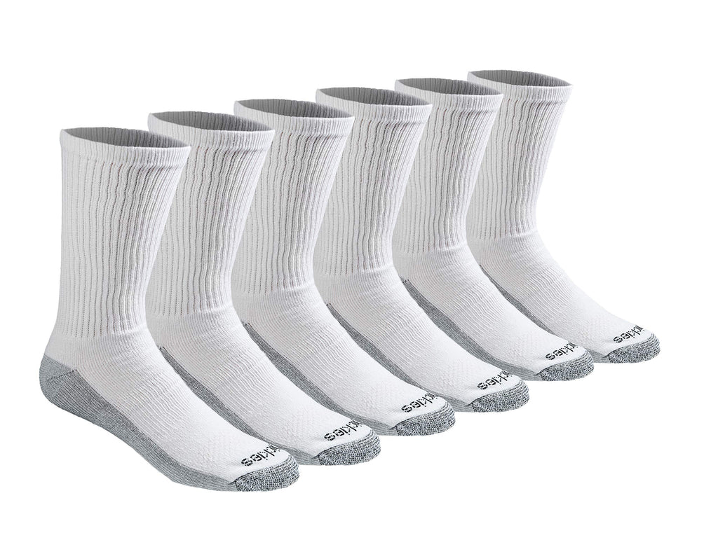 Dickies men's Dri-tech socks shown on a foot inside a casual sneaker, crew height visible
