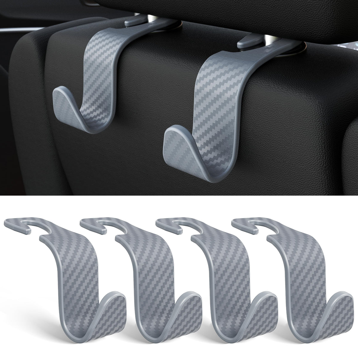 4-Pack Car Headrest Hooks Holds 55lbs Seat Storage Organizer for Bags Jansha Store