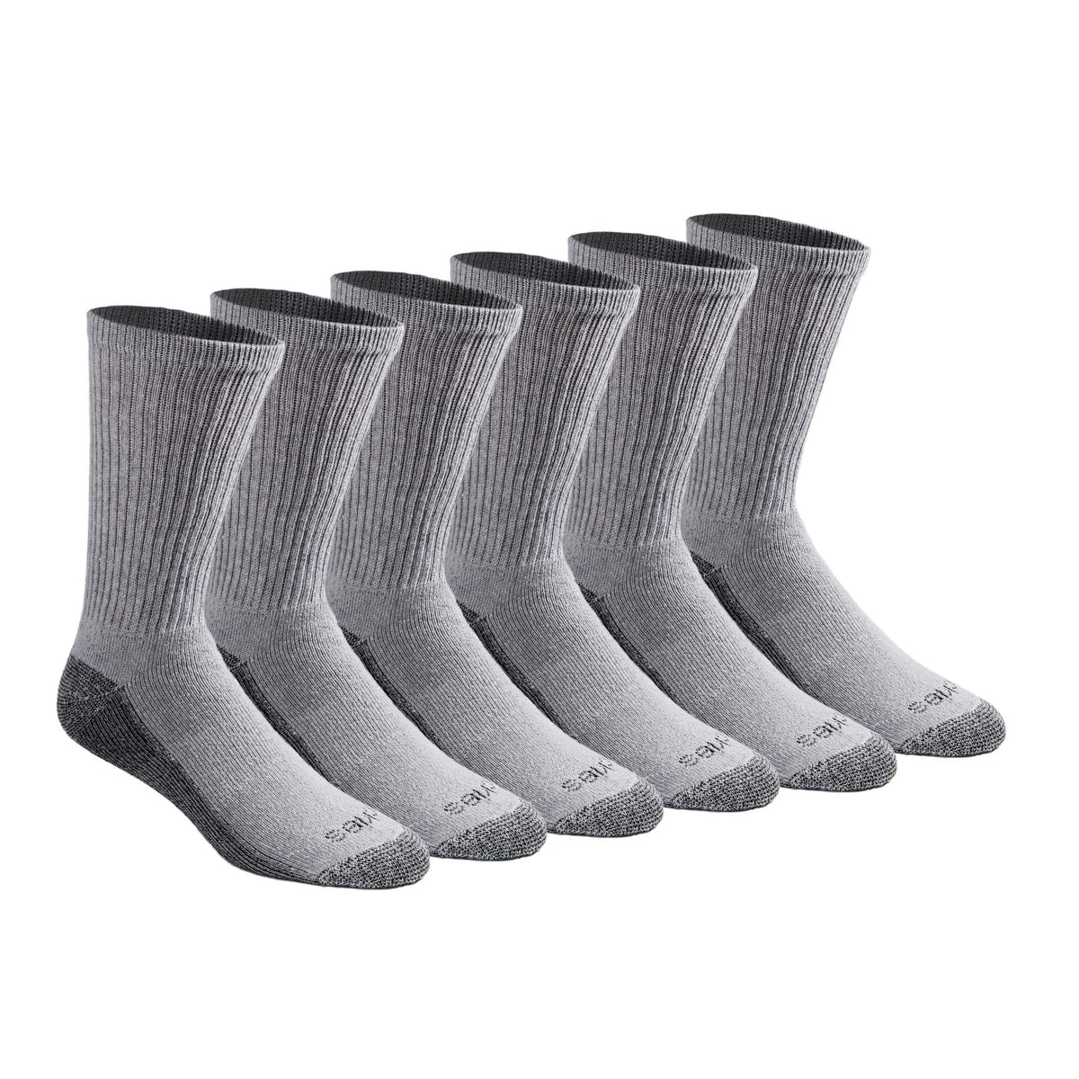 Dickies crew socks stretched to show the flexible ribbed knit and snug fit