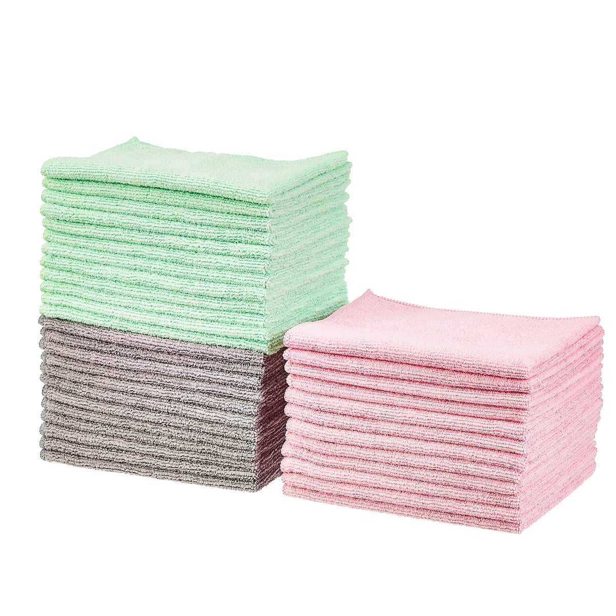 Amazon Basics Microfiber Cleaning Cloths, Ultra Absorbent, Lint Free, Streak Free, Non-Abrasive, Reusable and Washable, 16" x 12", Blue/White/Yellow, Pack of 24 Jansha Store