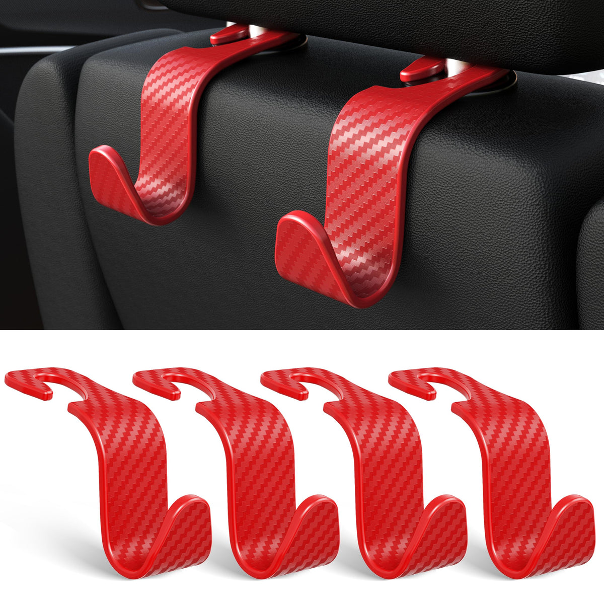 4-Pack Car Headrest Hooks Holds 55lbs Seat Storage Organizer for Bags Jansha Store