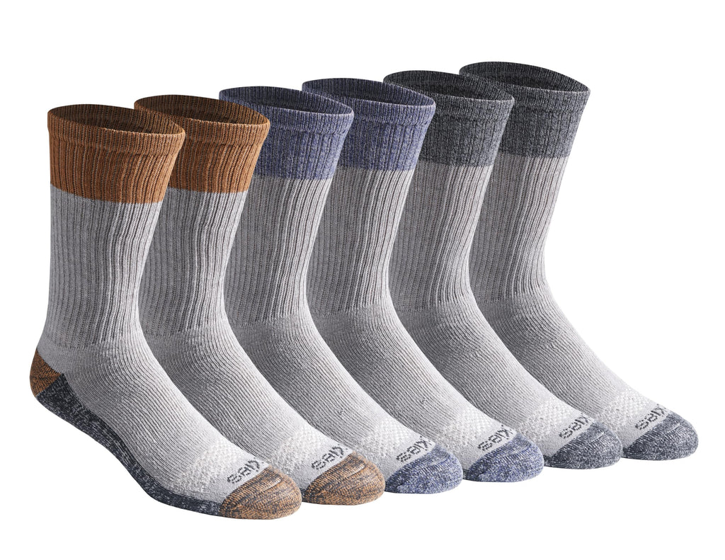 Close-up of Dickies Dri-tech crew sock cuff showing ribbed knit texture and moisture-control fabric
