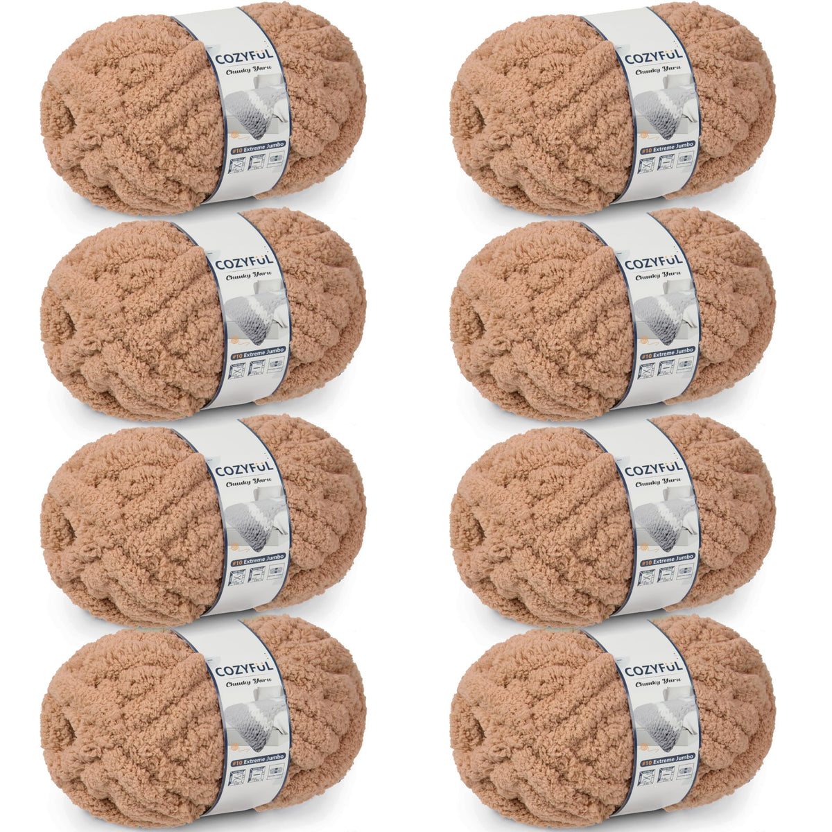 Cozyful Chunky Yarn for Hand Knitting - #10 Chunky Chenille Yarn, Jumbo Big Thick Chunky Yarns for Crocheting, Super Bulky Chunky Knit Blanket Yarns, 8 Skein (22 yds 8 oz Each Skein), Soft Sage Green Jansha Store