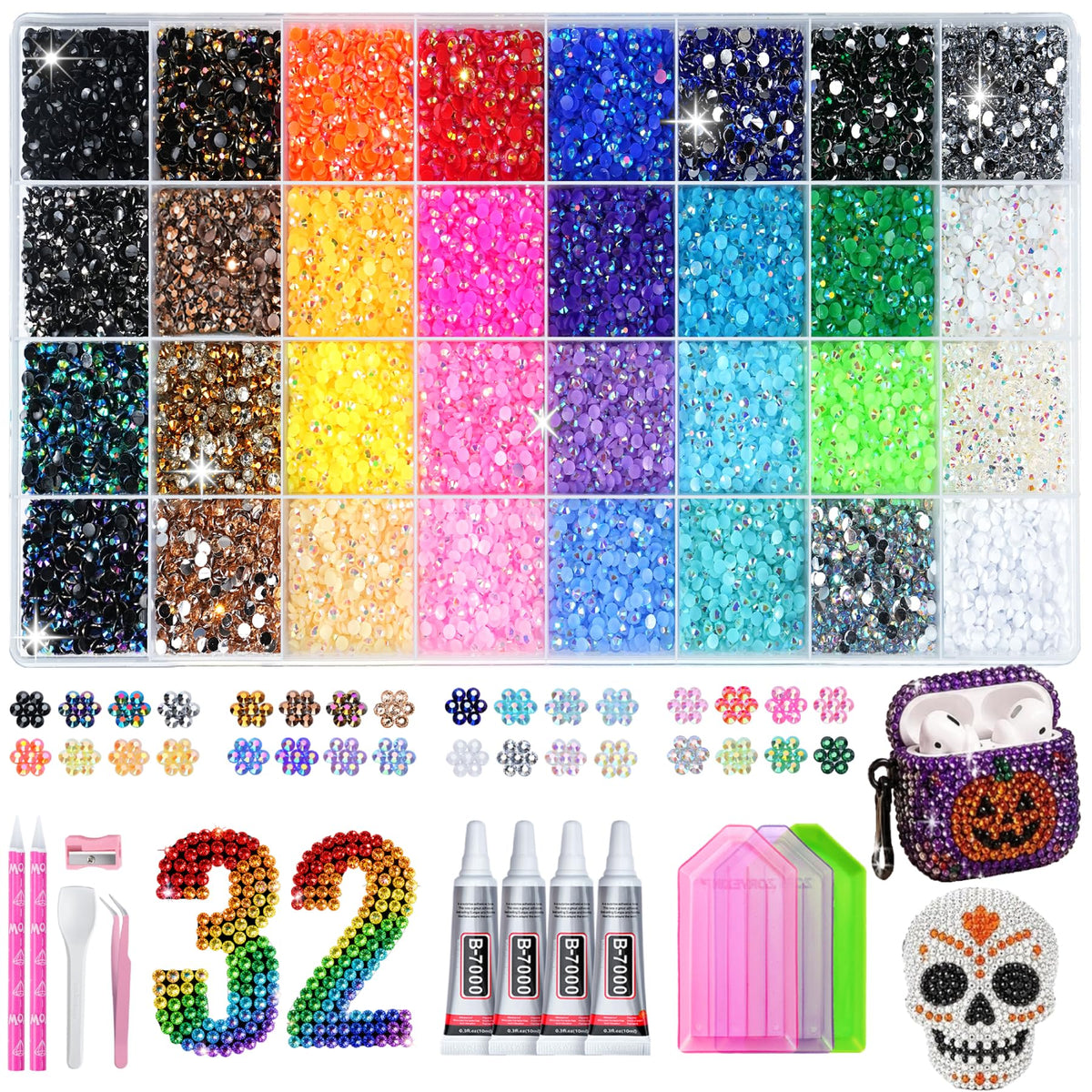 40000 Pcs Resin Jelly Rhinestones for Bedazzling, All-in-One Kit Jansha Store