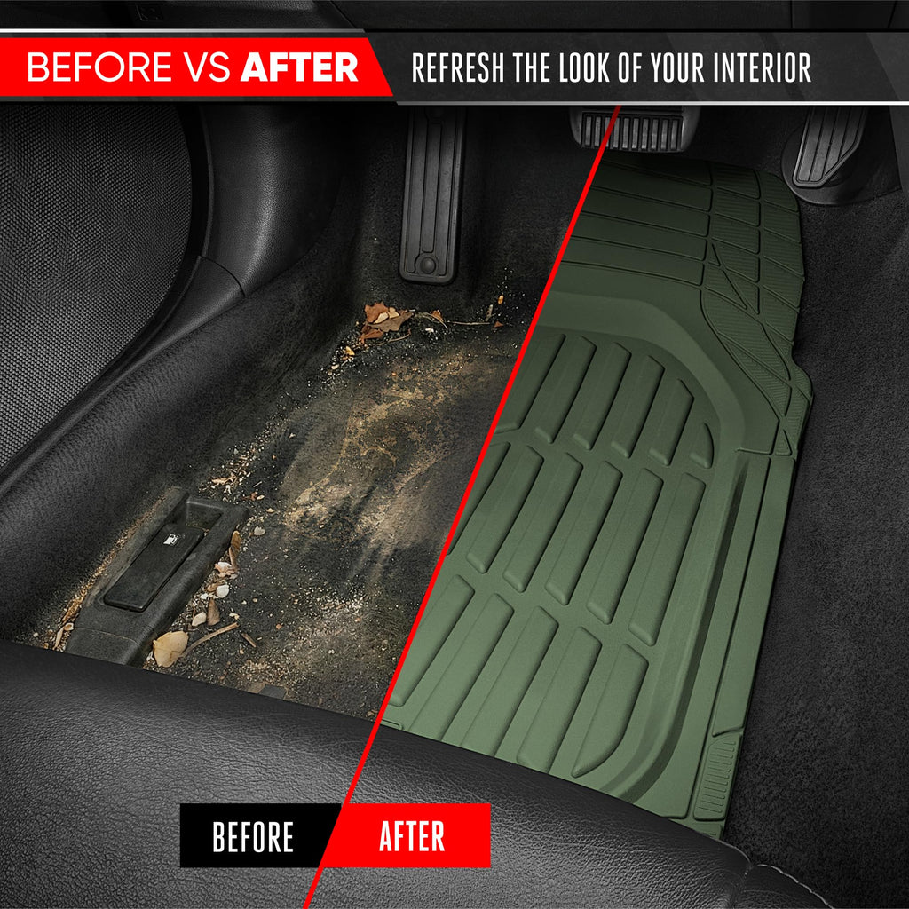 Motor Trend FlexTough Floor Mats for Cars, Black Deep Dish All-Weather Car Mats, Waterproof Trim-to Fit Automotive Floor Mats for Cars Trucks SUV, Universal Floor Liner Car Accessories Jansha Store