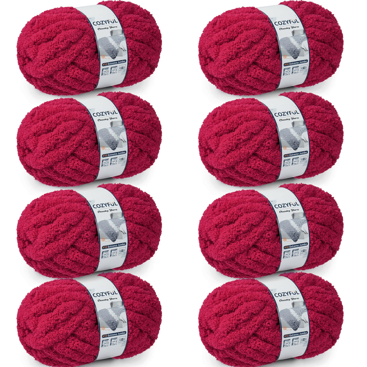 Cozyful Chunky Yarn for Hand Knitting - #10 Chunky Chenille Yarn, Jumbo Big Thick Chunky Yarns for Crocheting, Super Bulky Chunky Knit Blanket Yarns, 8 Skein (22 yds 8 oz Each Skein), Soft Sage Green Jansha Store
