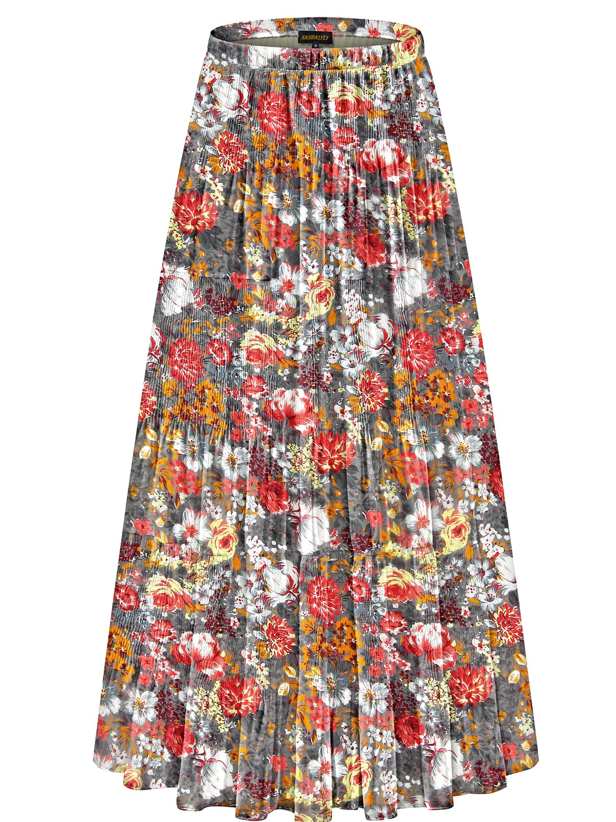 NASHALYLY Women's Chiffon Elastic High Waist Pleated A-Line Maxi Skirts Jansha Store