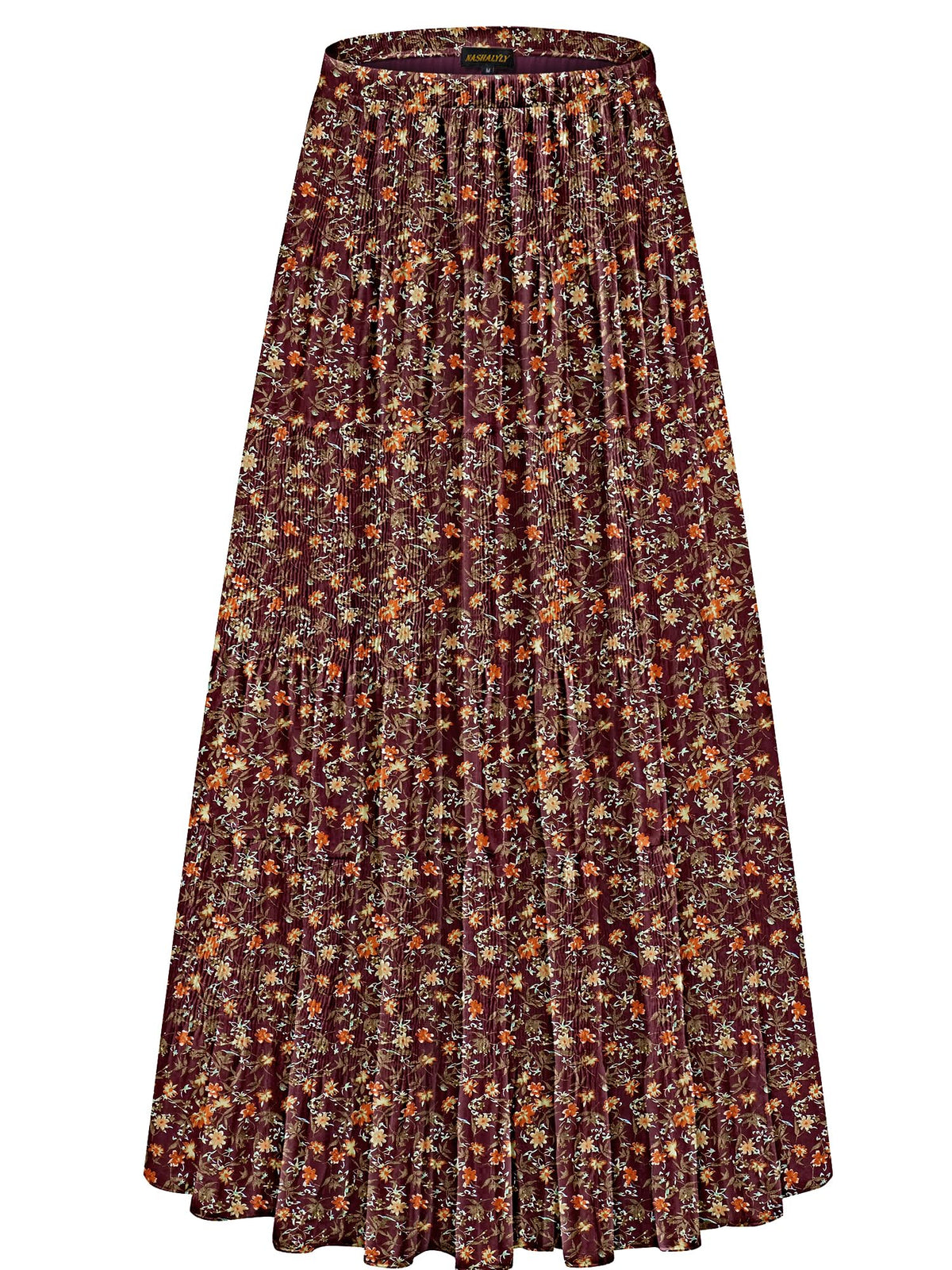 NASHALYLY Women's Chiffon Elastic High Waist Pleated A-Line Maxi Skirts Jansha Store