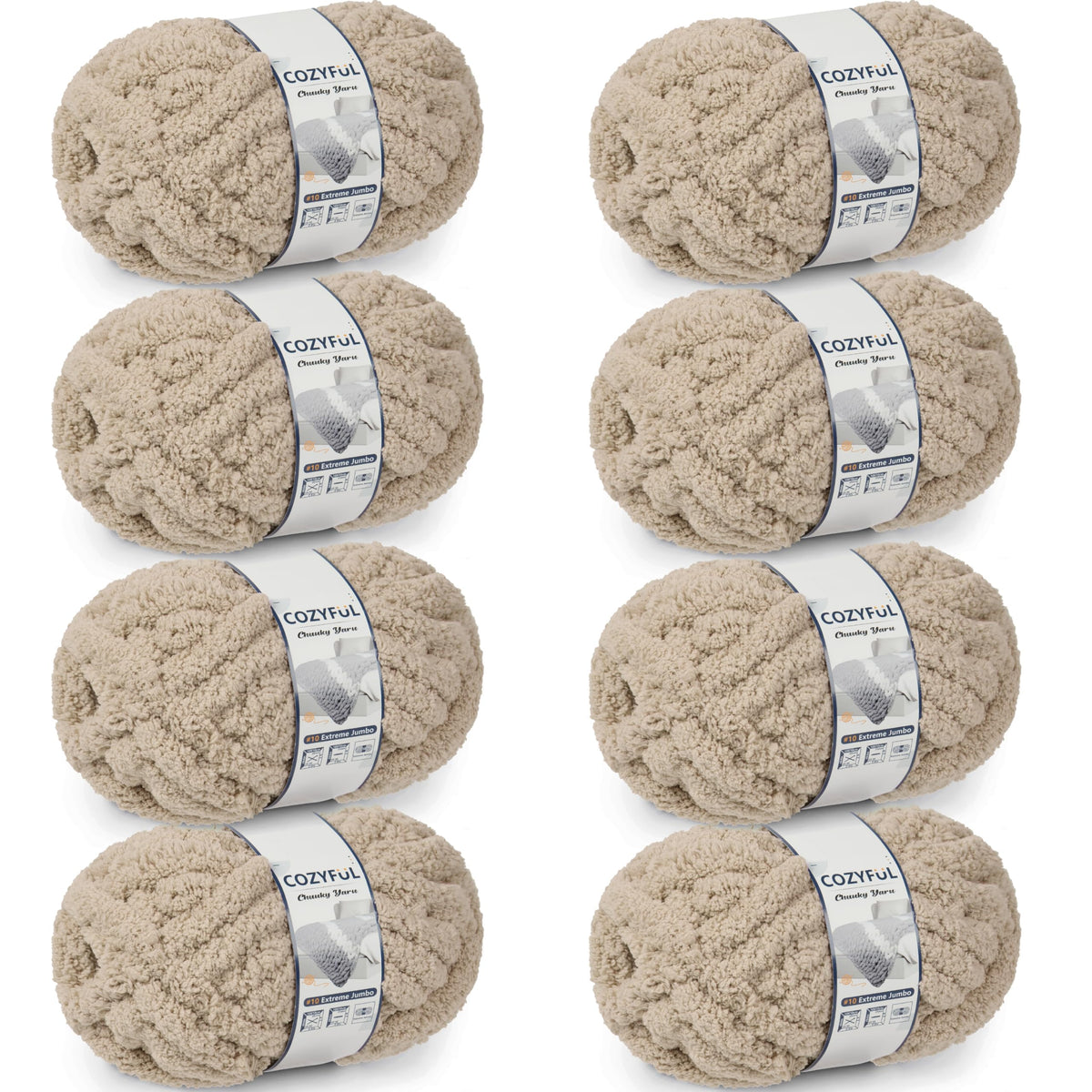 Cozyful Chunky Yarn for Hand Knitting - #10 Chunky Chenille Yarn, Jumbo Big Thick Chunky Yarns for Crocheting, Super Bulky Chunky Knit Blanket Yarns, 8 Skein (22 yds 8 oz Each Skein), Soft Sage Green Jansha Store