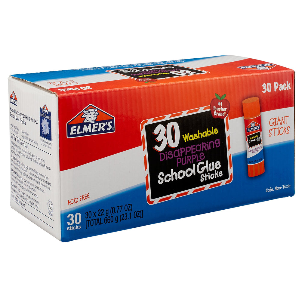 Elmer's Disappearing Purple School Glue Sticks, Washable, 22 Grams, 3 Count - Poster, Vision Board, Back to School Supplies, #1 Teacher Brand Jansha Store