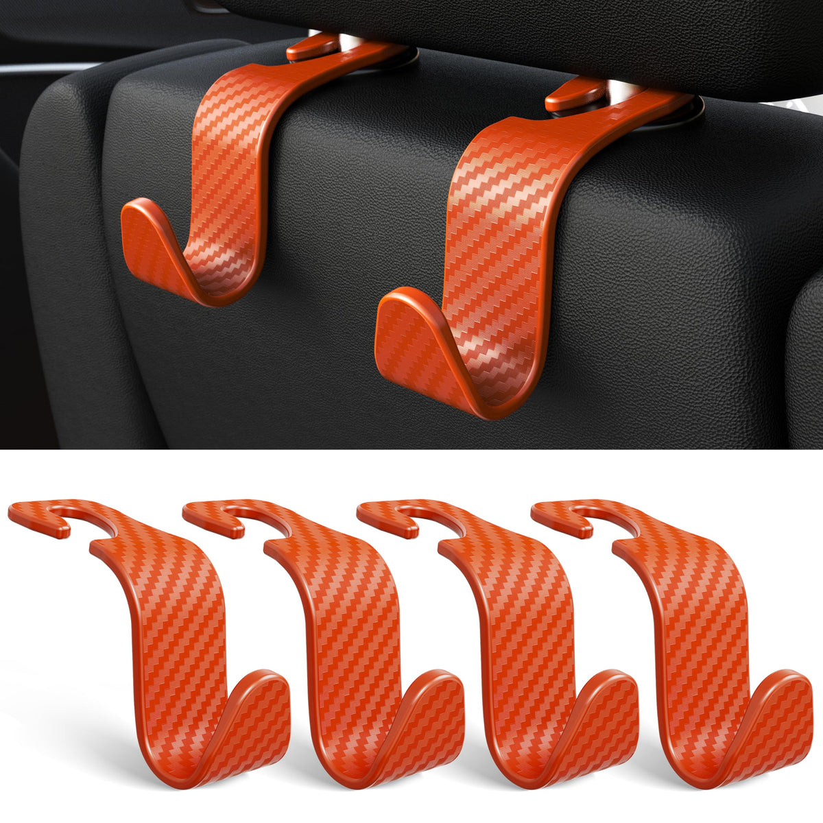 4-Pack Car Headrest Hooks Holds 55lbs Seat Storage Organizer for Bags Jansha Store