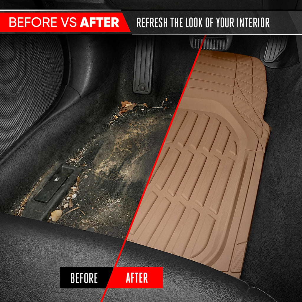Motor Trend FlexTough Floor Mats for Cars, Black Deep Dish All-Weather Car Mats, Waterproof Trim-to Fit Automotive Floor Mats for Cars Trucks SUV, Universal Floor Liner Car Accessories Jansha Store