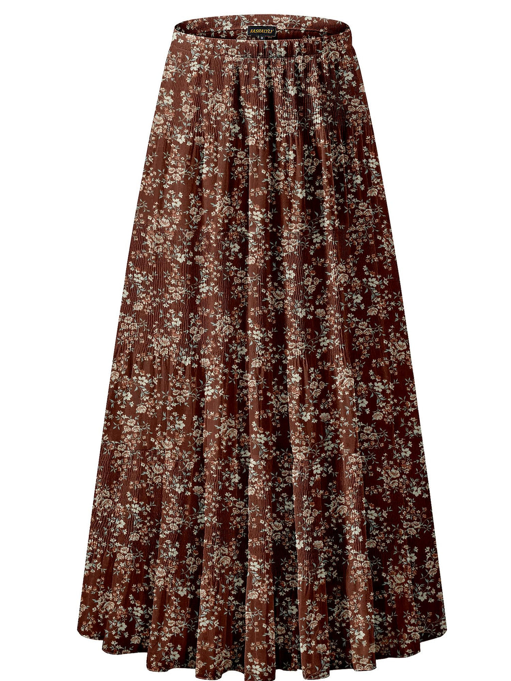NASHALYLY Women's Chiffon Elastic High Waist Pleated A-Line Maxi Skirts Jansha Store