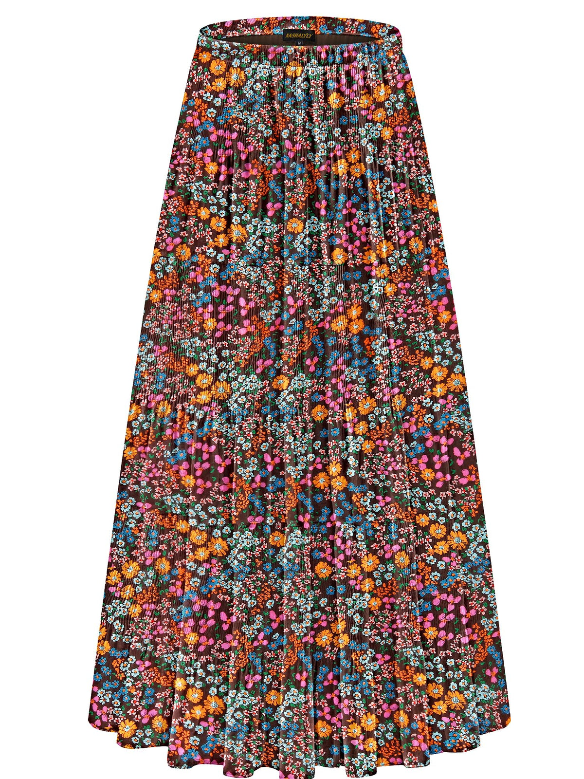 NASHALYLY Women's Chiffon Elastic High Waist Pleated A-Line Maxi Skirts Jansha Store