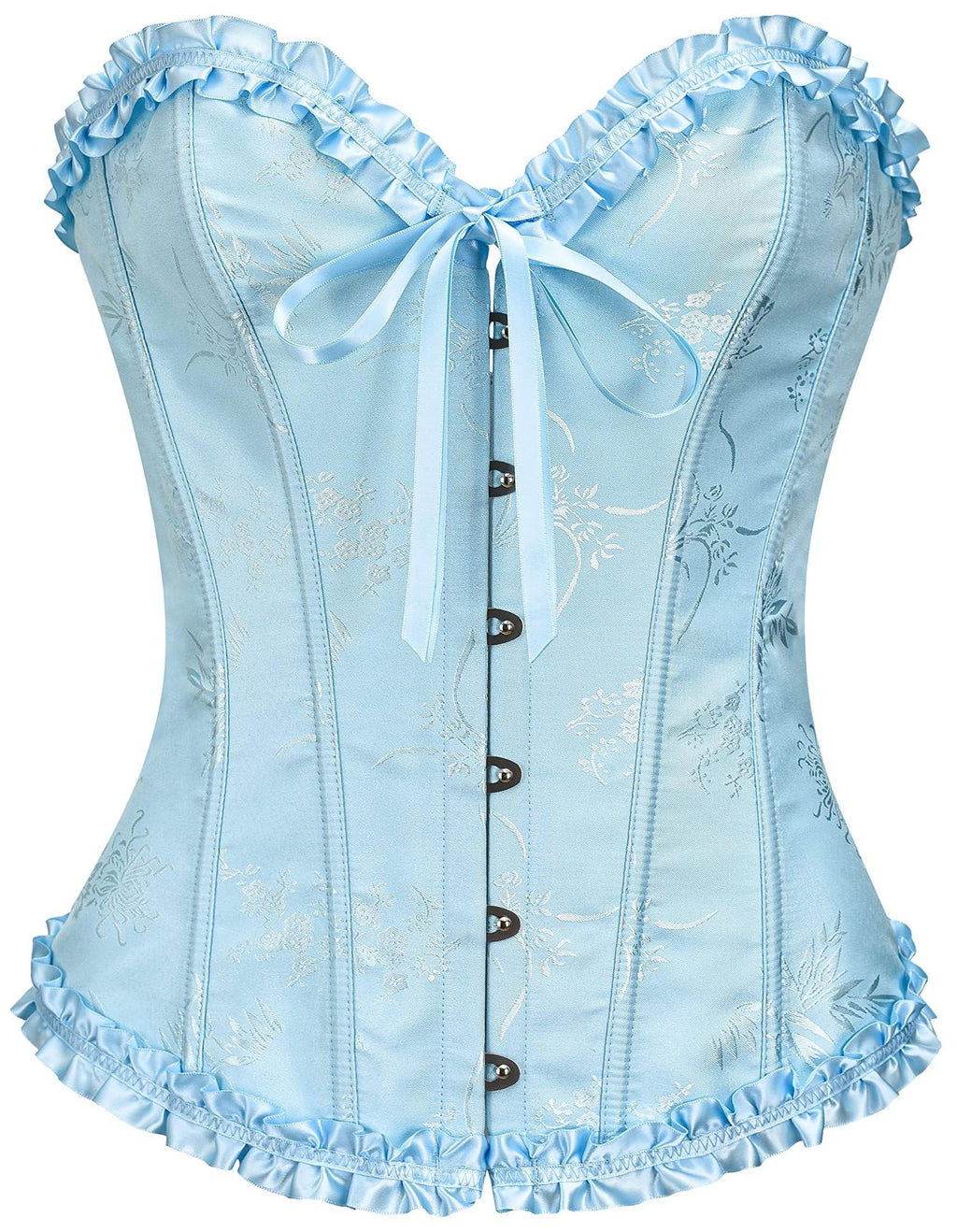 Close-up of the corset top's top edge and overbust cut