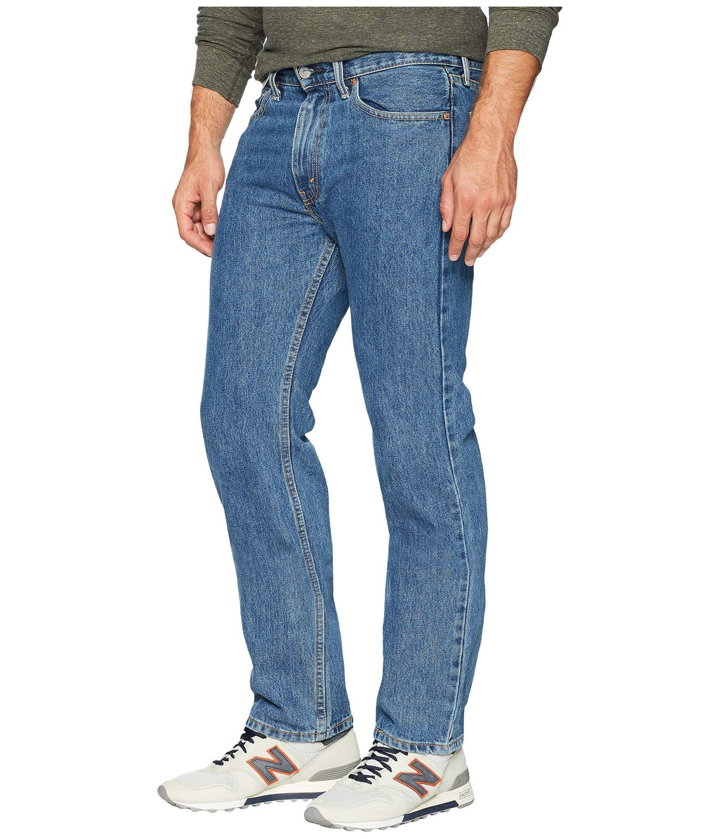 Men's 505 regular fit jeans laid flat showing the straight leg silhouette