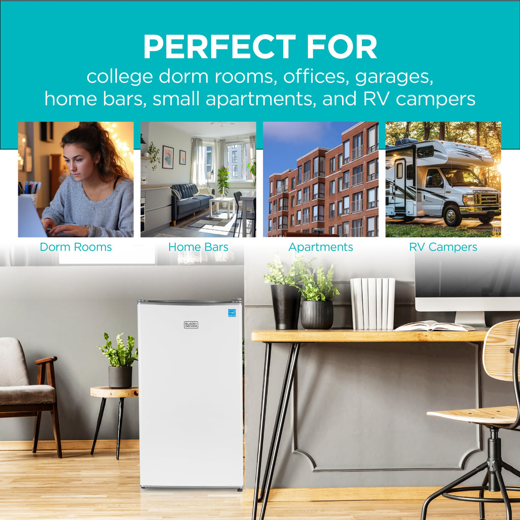 BLACK+DECKER 2.5 Cu. Ft. Compact Refrigerator, BCRK25V, Stainless Look Jansha Store